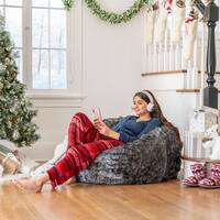 Warrin Furry Glam Faux Fur 3 Ft. Bean Bag by Christopher Knight Home