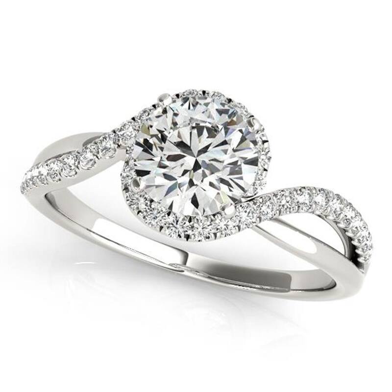 Moissanite by Auriya 14k Gold 3ctw Halo Diamond Engagement Ring 1/5ctw