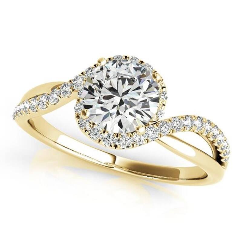Moissanite by Auriya 1 1/2ctw Halo Diamond Engagement Ring 1/5ctw 14K Gold