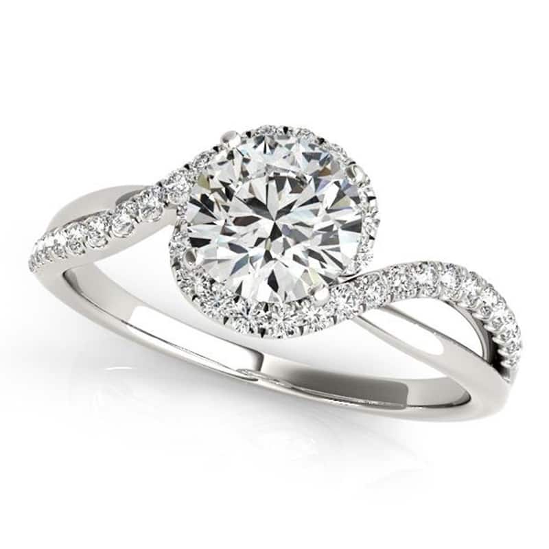 Moissanite by Auriya 1 1/2ctw Halo Diamond Engagement Ring 1/5ctw 14K Gold