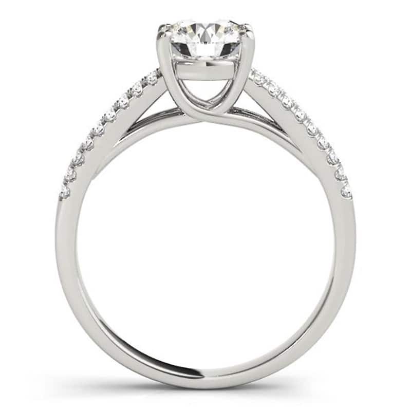 Auriya Round 1 1/2ct Moissanite and 1/5ctw Diamond Engagement Ring 14K Gold
