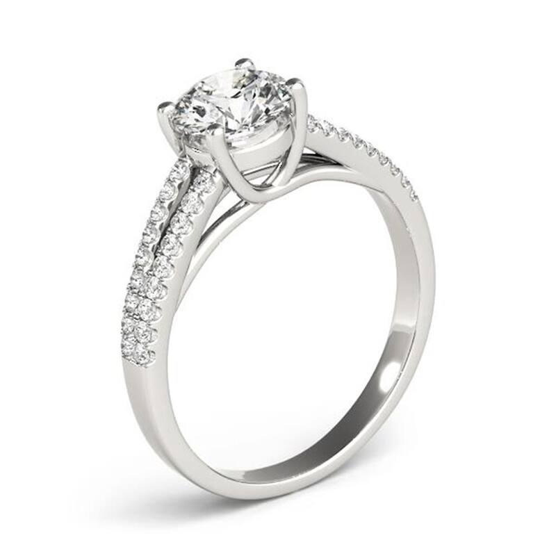 Auriya Round 1 1/2ct Moissanite and 1/5ctw Diamond Engagement Ring 14K Gold