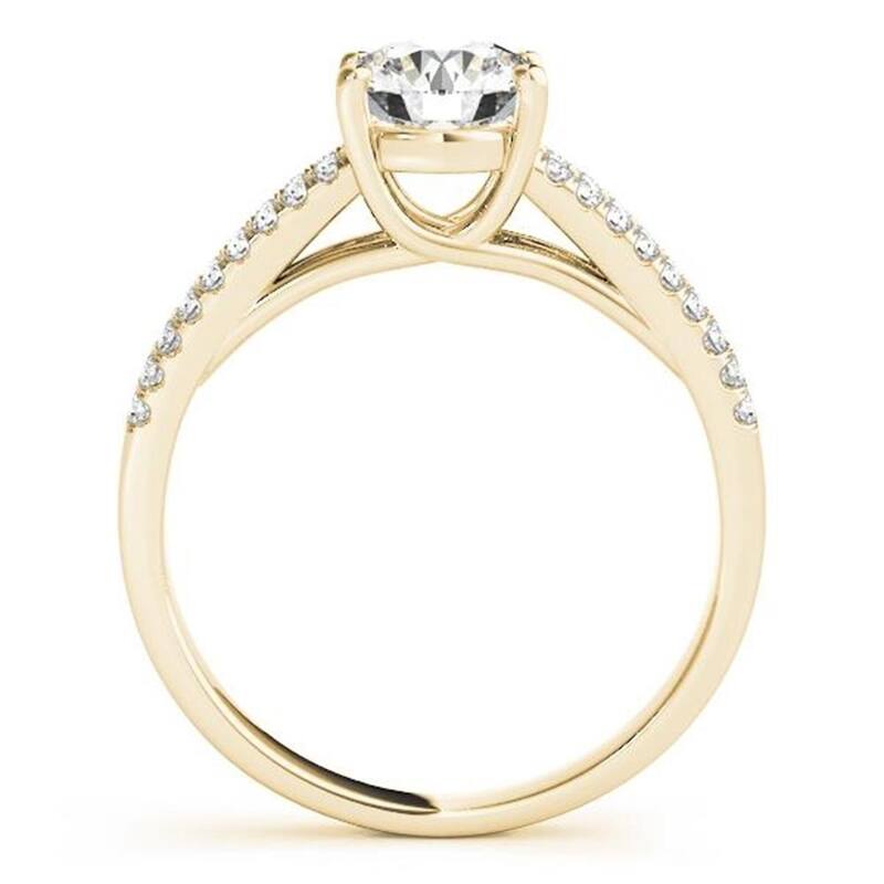 Auriya Round 1 1/2ct Moissanite and 1/5ctw Diamond Engagement Ring 14K Gold
