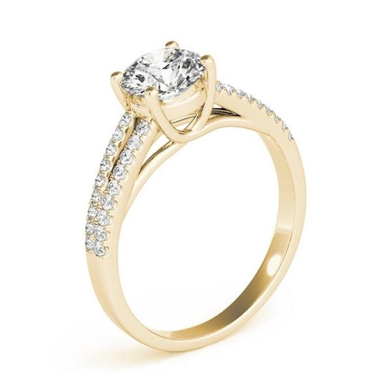 Auriya 14k Gold Round 3ct Moissanite and 1/5ctw Diamond Engagement Ring