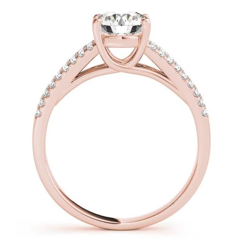 Auriya 14k Gold Round 3ct Moissanite and 1/5ctw Diamond Engagement Ring