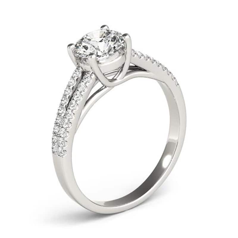 Auriya 14k Gold Round 3ct Moissanite and 1/5ctw Diamond Engagement Ring