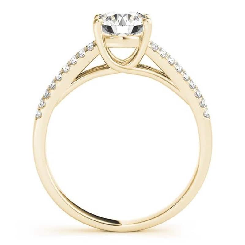 Auriya 14k Gold Round 3ct Moissanite and 1/5ctw Diamond Engagement Ring