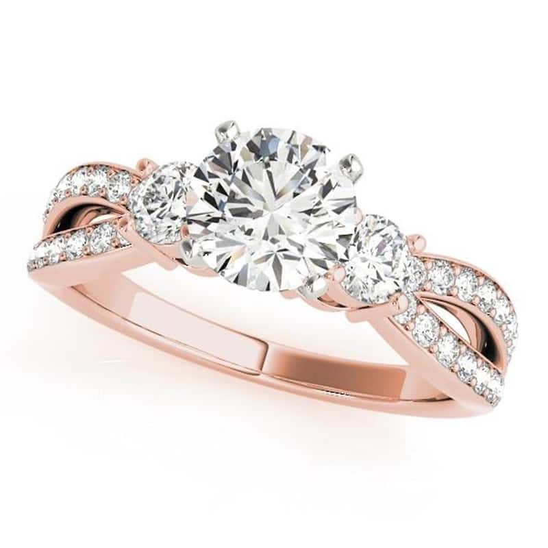 Auriya 3-Stone 1 1/2ct Moissanite and 5/8ctw Diamond Engagement Ring 14K Gold