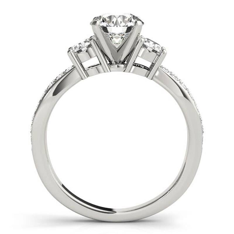 Auriya 3-Stone 1 1/2ct Moissanite and 5/8ctw Diamond Engagement Ring 14K Gold