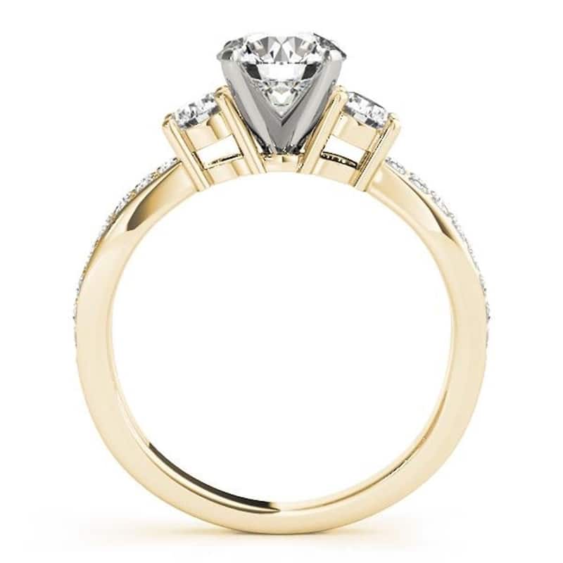 Auriya 3-Stone 1 1/2ct Moissanite and 5/8ctw Diamond Engagement Ring 14K Gold