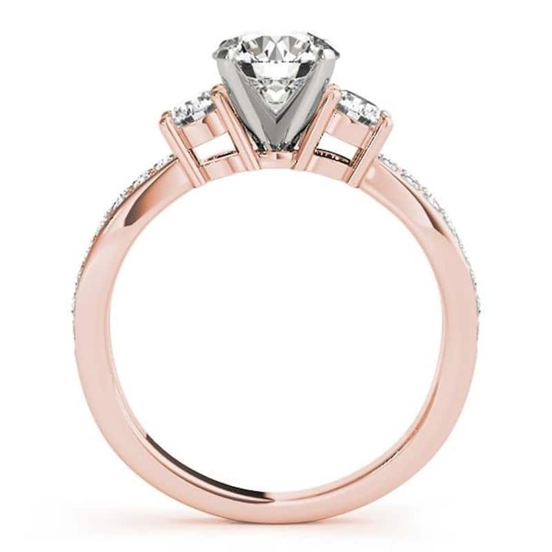 Auriya 3-Stone 1 1/2ct Moissanite and 5/8ctw Diamond Engagement Ring 14K Gold