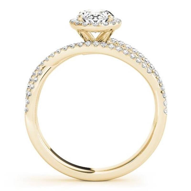 Auriya 14k Gold 1/2 carat Round Moissanite and 3/8ctw Halo Diamond Engagement Ring