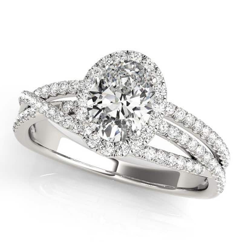 Auriya 14k Gold 1/2 carat Round Moissanite and 3/8ctw Halo Diamond Engagement Ring