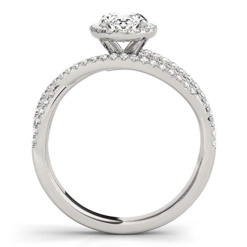 Auriya 14k Gold 1/2 carat Round Moissanite and 3/8ctw Halo Diamond Engagement Ring