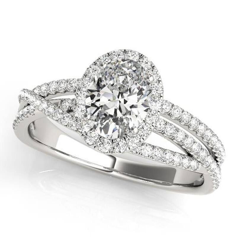 Auriya 14k Gold 3/4 carat Round Moissanite and 3/8ctw Halo Diamond Engagement Ring