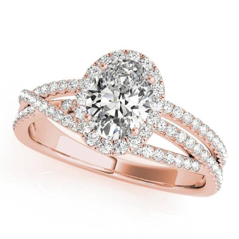 Auriya 14k Gold 3/4 carat Round Moissanite and 3/8ctw Halo Diamond Engagement Ring
