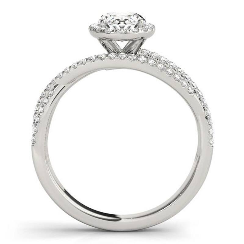 Auriya 14k Gold 3/4 carat Round Moissanite and 3/8ctw Halo Diamond Engagement Ring