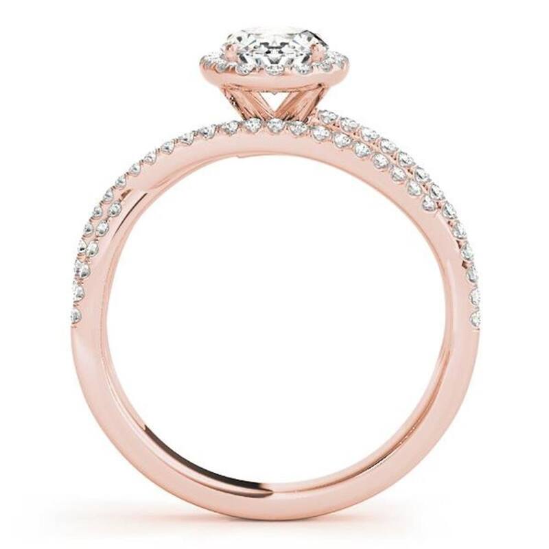 Auriya 14k Gold 3/4 carat Round Moissanite and 3/8ctw Halo Diamond Engagement Ring