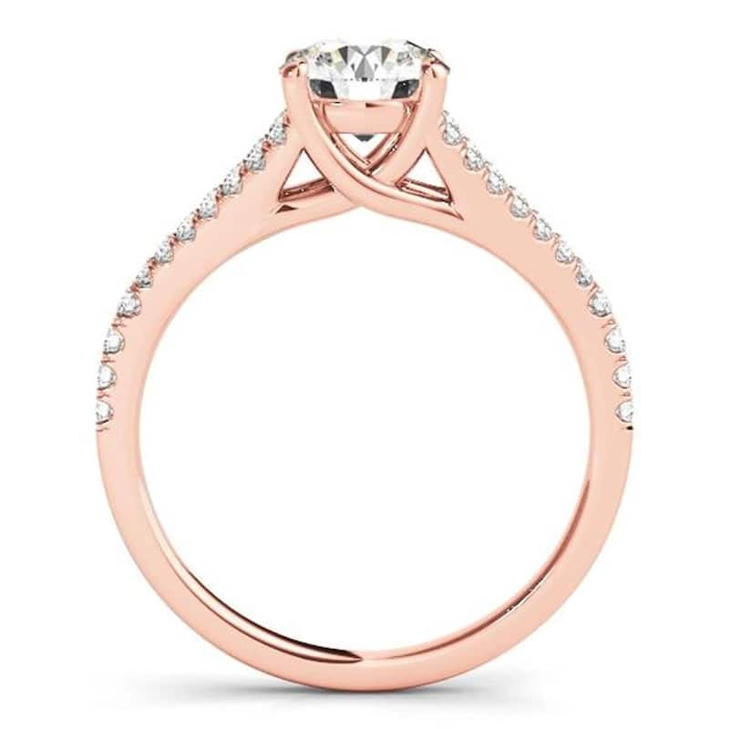 Auriya 14k Gold Modern Split 2 1/2ct Moissanite and 1/5ctw Diamond Engagement Ring