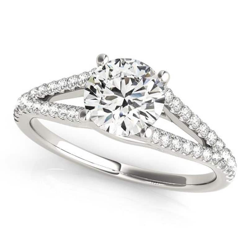 Auriya 14k Gold Modern Split 2 1/2ct Moissanite and 1/5ctw Diamond Engagement Ring