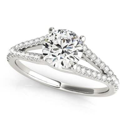 Auriya 14k Gold Modern Split 2 1/2ct Moissanite and 1/5ctw Diamond Engagement Ring