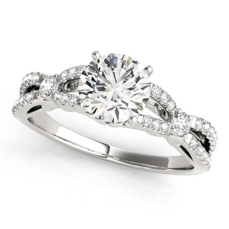 Auriya 1 1/2ct Unique Moissanite and Diamond Engagement Ring 1/4ctw 14k Gold
