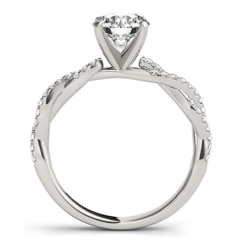 Auriya 14k Gold 1/2ctw Twisted Moissanite and Diamond Engagement Ring 1/5ct TDW