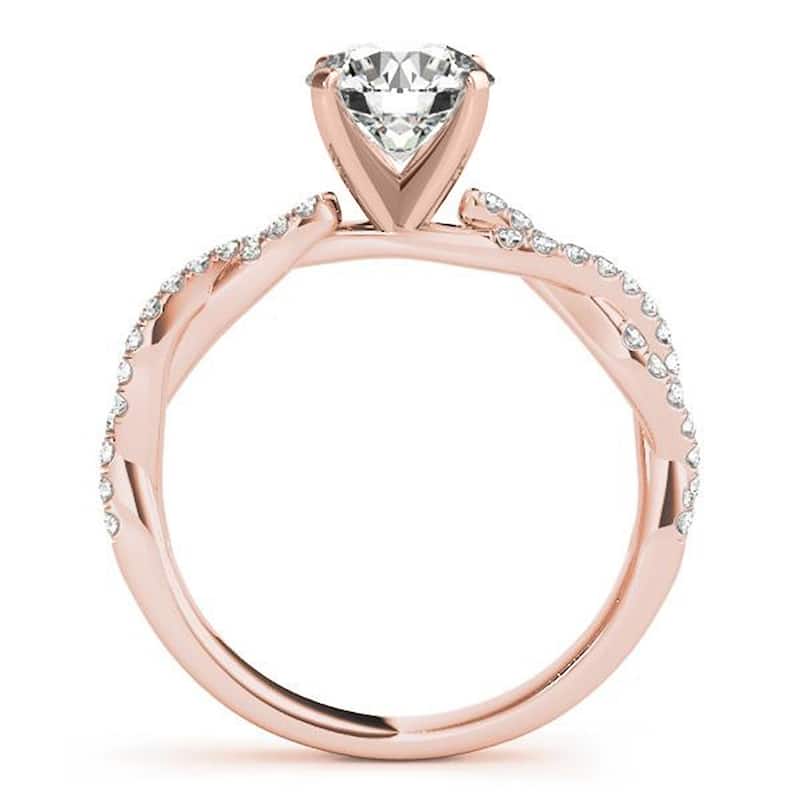 Auriya 14k Gold 1/2ctw Twisted Moissanite and Diamond Engagement Ring 1/5ct TDW