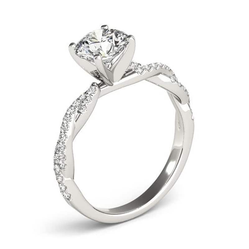 Auriya 14k Gold 1/2ctw Twisted Moissanite and Diamond Engagement Ring 1/5ct TDW