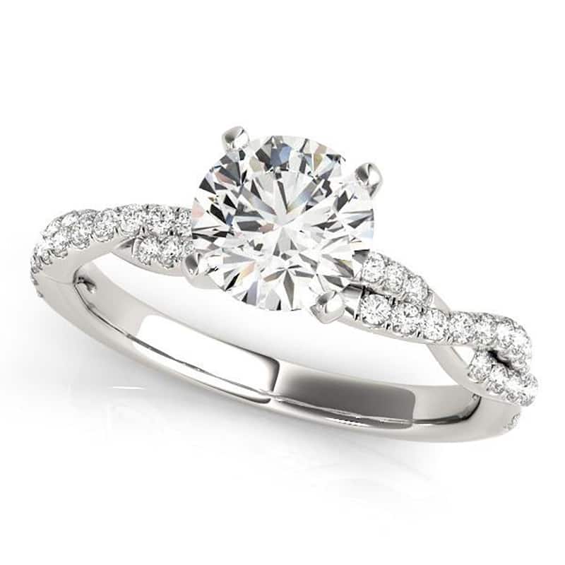 Auriya 14k Gold 1/2ctw Twisted Moissanite and Diamond Engagement Ring 1/5ct TDW