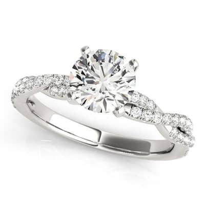 Auriya 14k Gold Twisted Round 2 1/2ct Moissanite and 1/5ctw Diamond Engagement Ring