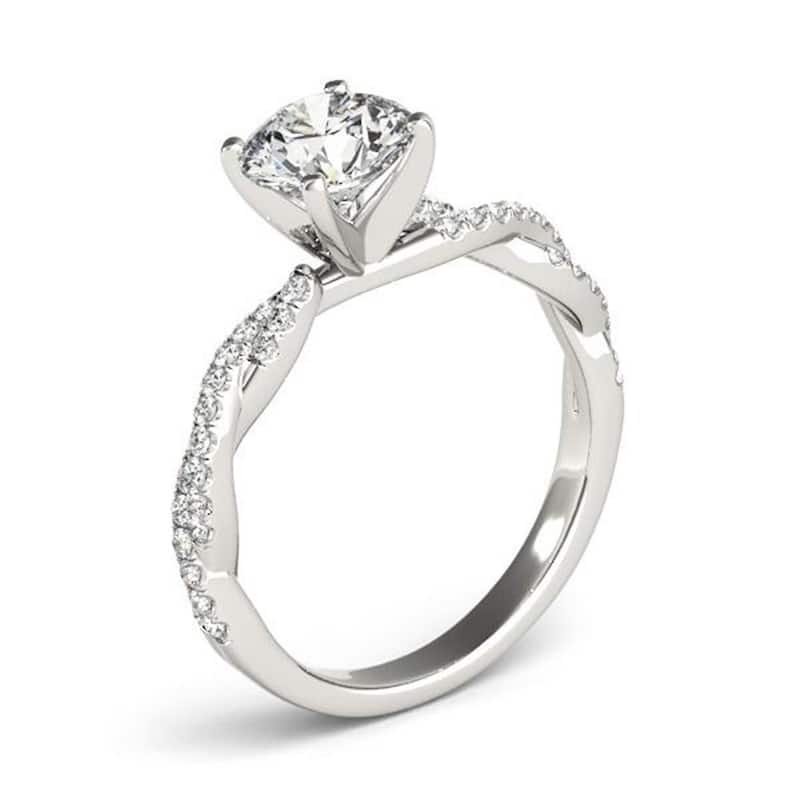 Auriya Twisted Round 2ct Moissanite and 1/5ctw Diamond Engagement Ring 14k Gold