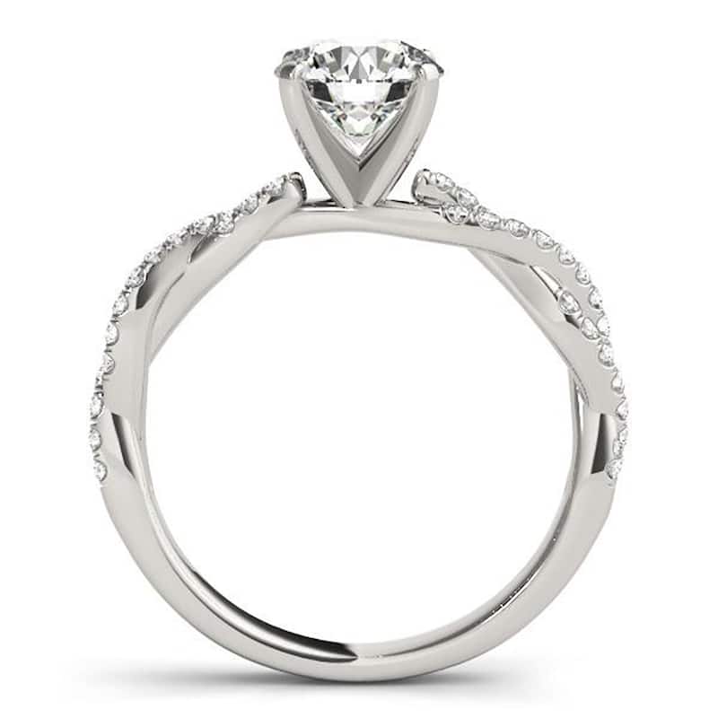 Auriya 14k Gold Twisted Round 4ct Moissanite and 1/5ctw Diamond Engagement Ring