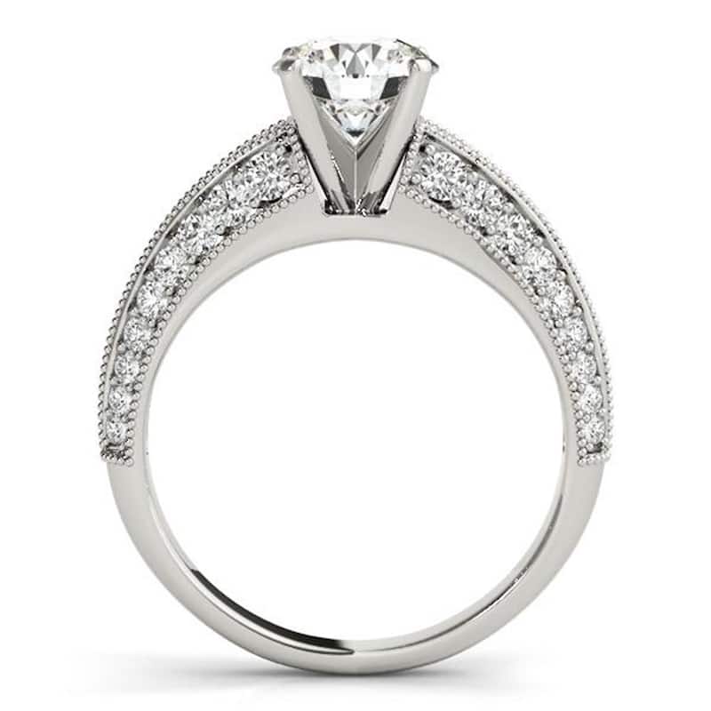 Auriya 14k Gold Vintage 2 1/2ct Round Moissanite and 1/2ctw Diamond Engagement Ring