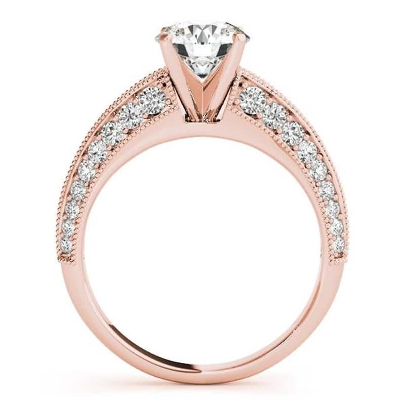 Auriya 14k Gold Vintage 2 1/2ct Round Moissanite and 1/2ctw Diamond Engagement Ring