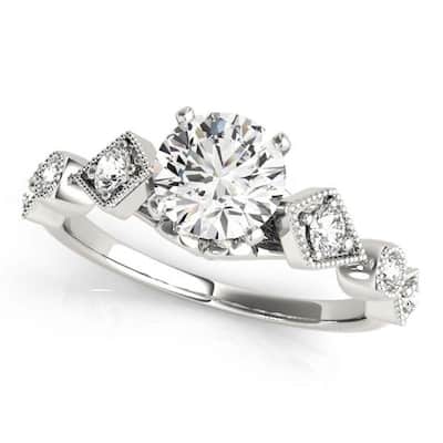 Auriya 14k Gold Vintage Round 2 1/2ct Moissanite and 1/6cttw Diamond Engagement Ring