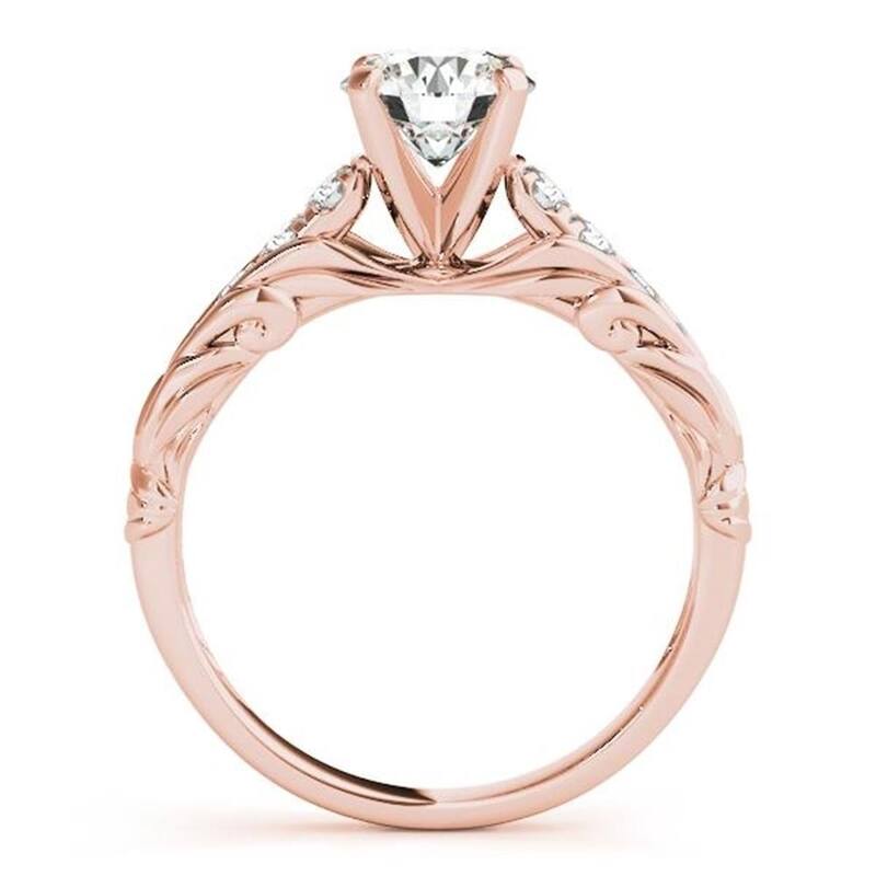 Auriya Unique Vintage 1ct Moissanite and 1/6ctw Diamond Engagement Ring 14k Gold