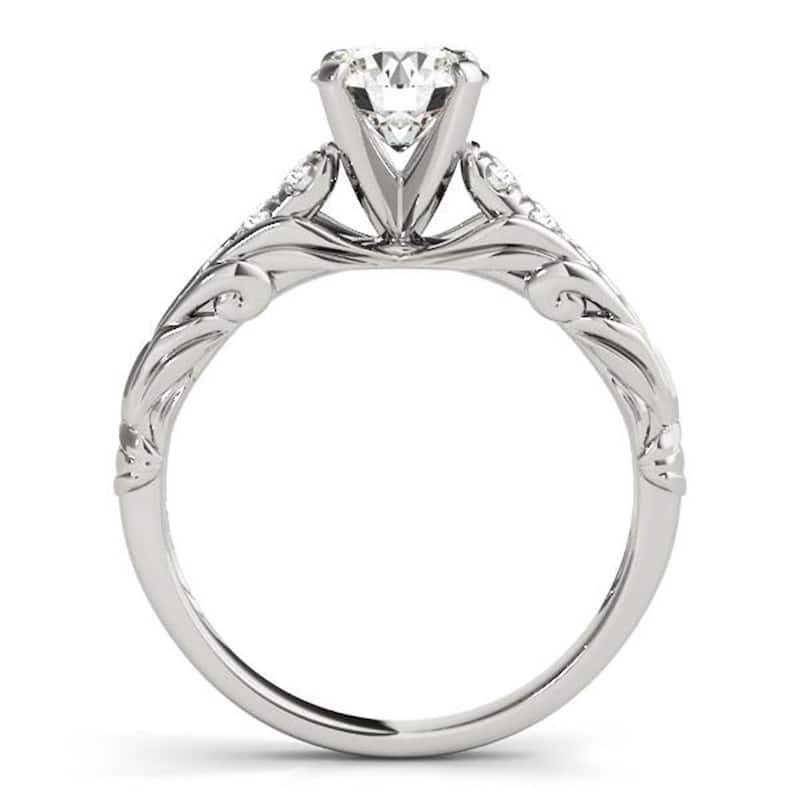 Auriya Unique Vintage 1ct Moissanite and 1/6ctw Diamond Engagement Ring 14k Gold