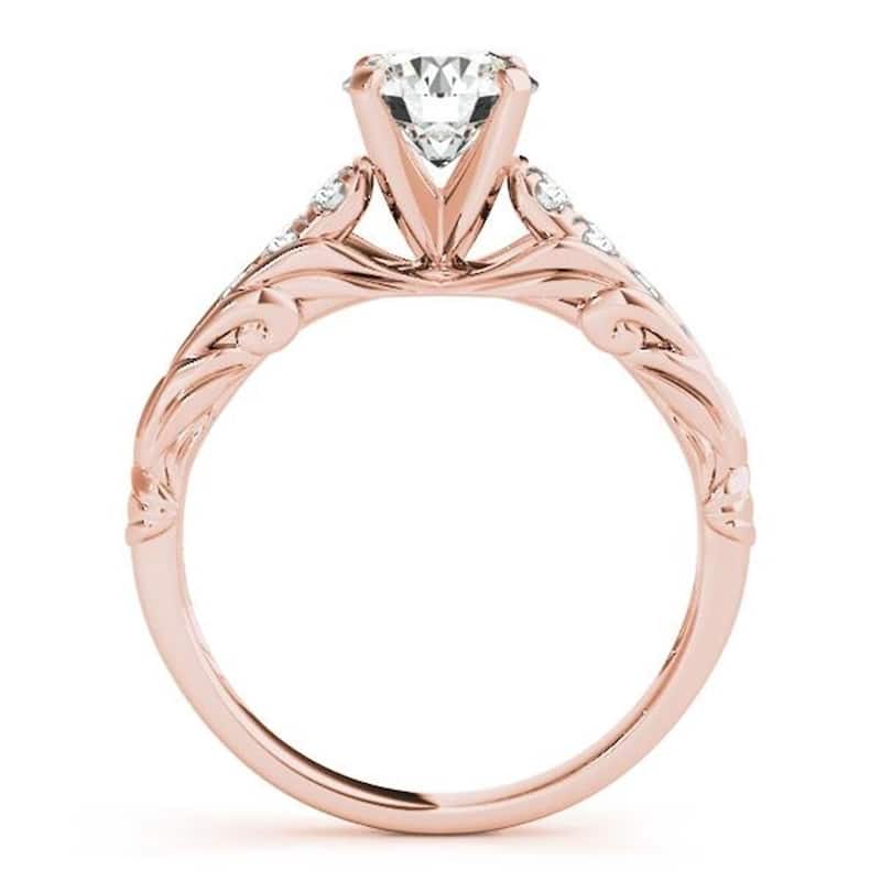 Auriya 14k Gold Unique Vintage 2 1/2ct Moissanite and 1/6ctw Diamond Engagement Ring