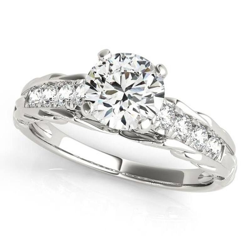 Auriya 14k Gold Unique Vintage 2 1/2ct Moissanite and 1/6ctw Diamond Engagement Ring