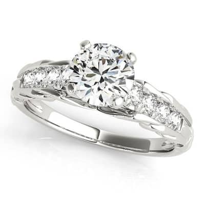 Auriya 14k Gold Unique Vintage 2 1/2ct Moissanite and 1/6ctw Diamond Engagement Ring