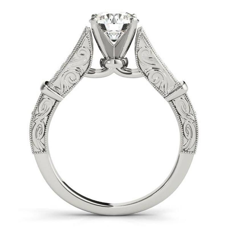 Auriya Vintage Split Shank 2ct Moissanite and 1/5ctw Diamond Engagement Ring 14K Gold