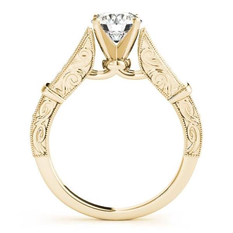 Auriya Vintage Split Shank 2ct Moissanite and 1/5ctw Diamond Engagement Ring 14K Gold