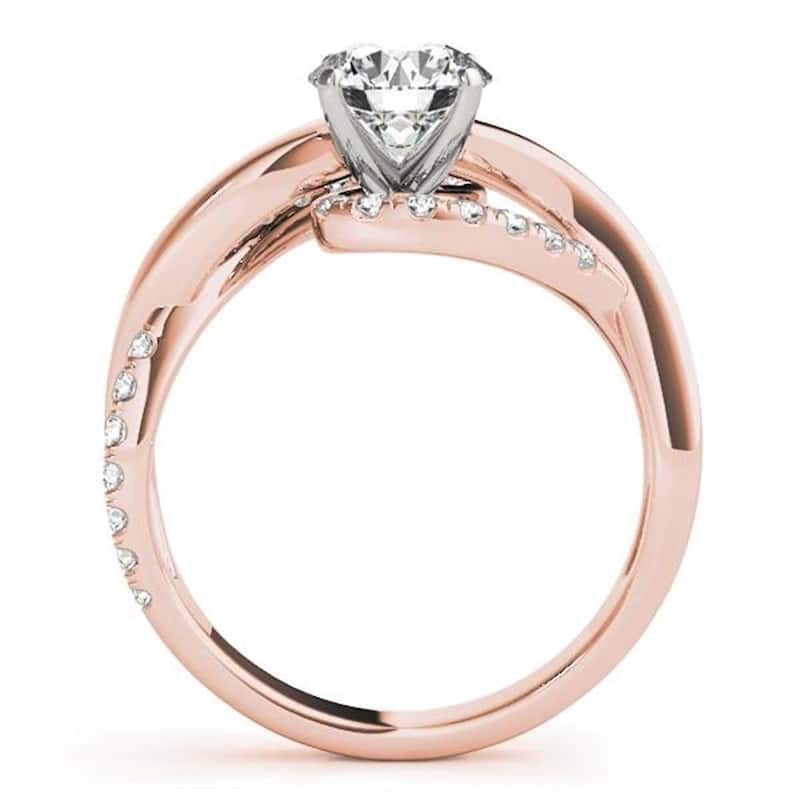 Auriya 14k Gold Modern 1/2ct Round Moissanite and 1/4ct TDW Diamond Engagement Ring (G-H, VS1-VS2)