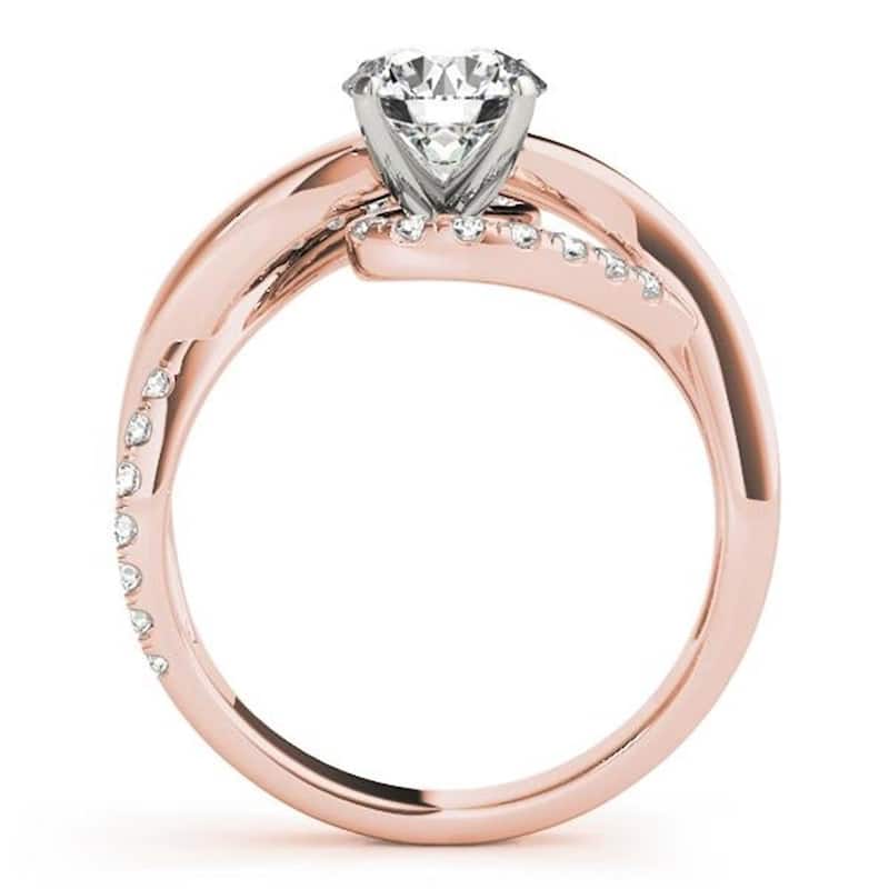 Auriya Modern 4ct Round Moissanote and 1/4ct TDW Diamond Engagement Ring 14K Gold