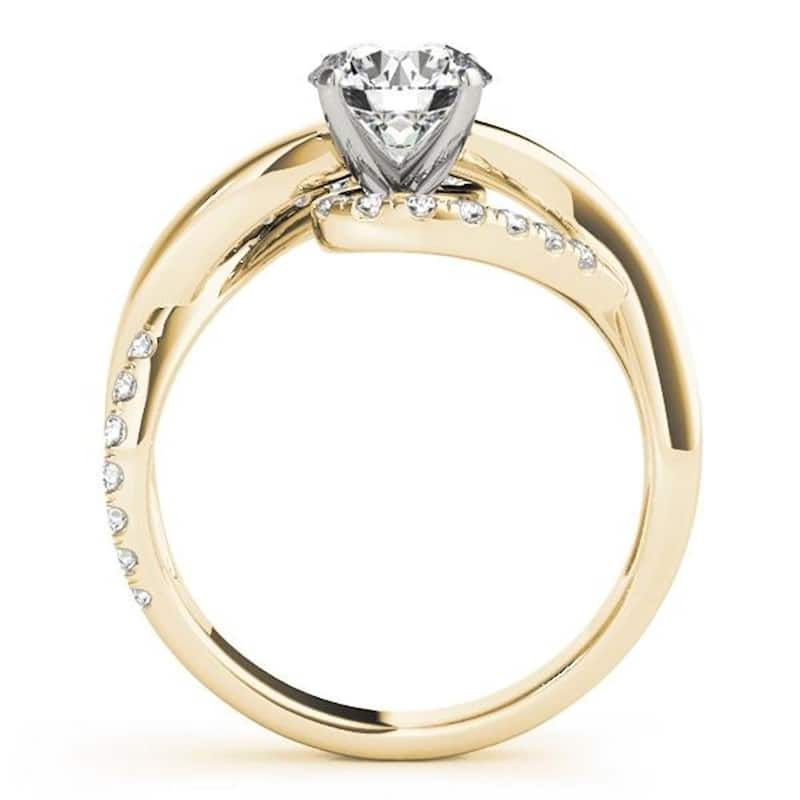 Auriya 14k Gold Modern 2ct Round Moissanite and 1/4ct TDW Diamond Engagement Ring (G-H, VS1-VS2)