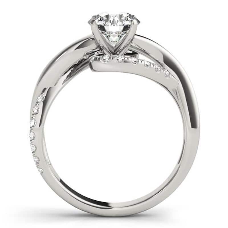 Auriya 14k Gold Modern 2ct Round Moissanite and 1/4ct TDW Diamond Engagement Ring (G-H, VS1-VS2)