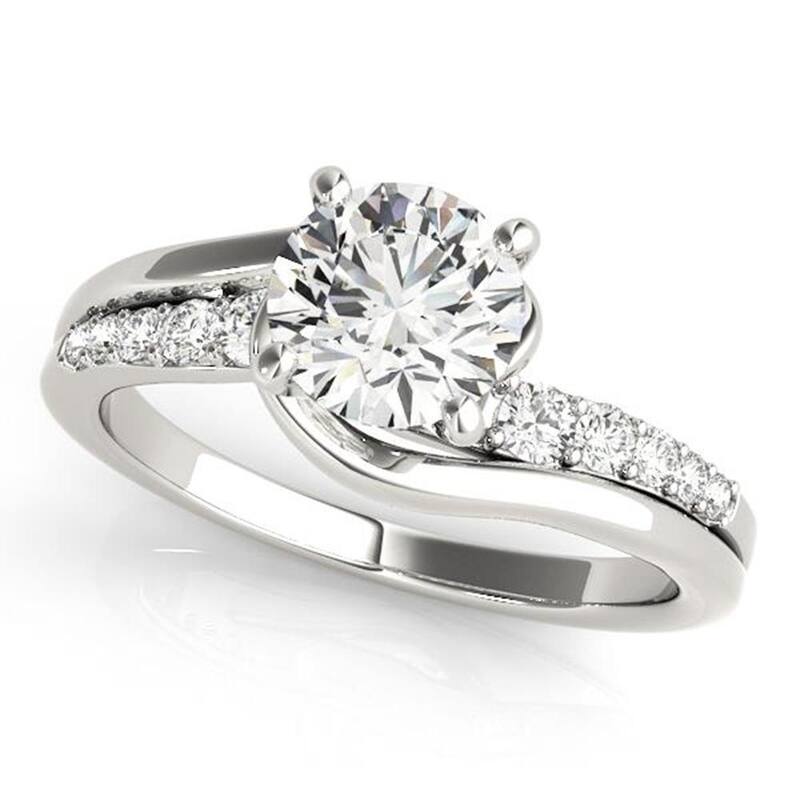 Auriya Modern 3/4ct Moissanite and Diamond Engagement Ring 1/4ctw 14k Gold