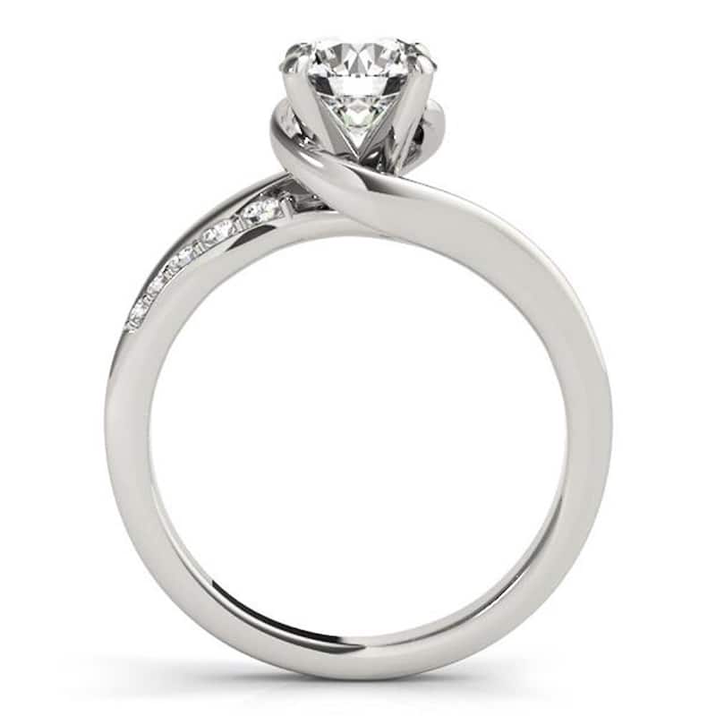 Auriya Modern 1/2ct Moissanite and Diamond Engagement Ring 1/4ctw 14k Gold