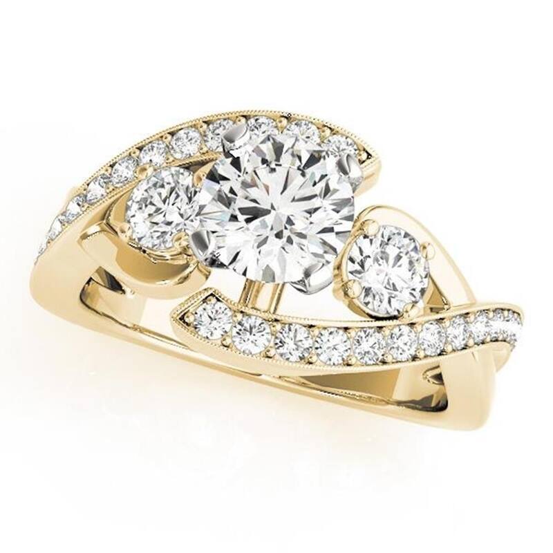 Auriya Unique 1 1/2ct Moissanite 3-Stone Diamond Engagement Ring 5/8ctw 14K Gold